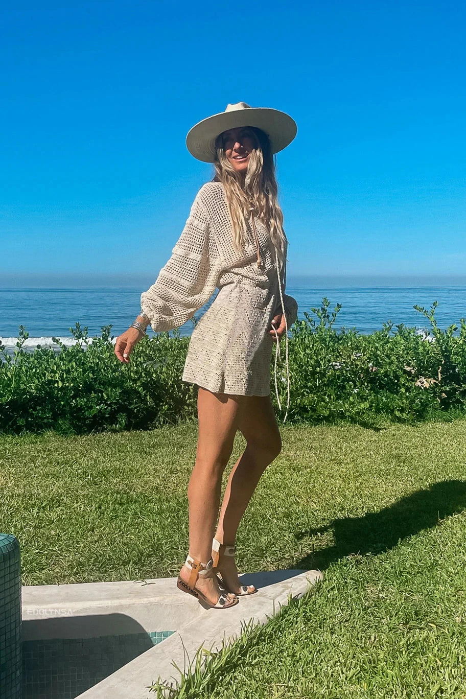 Sexy Deep V-Neck Lace-Up Mesh Beach Dress