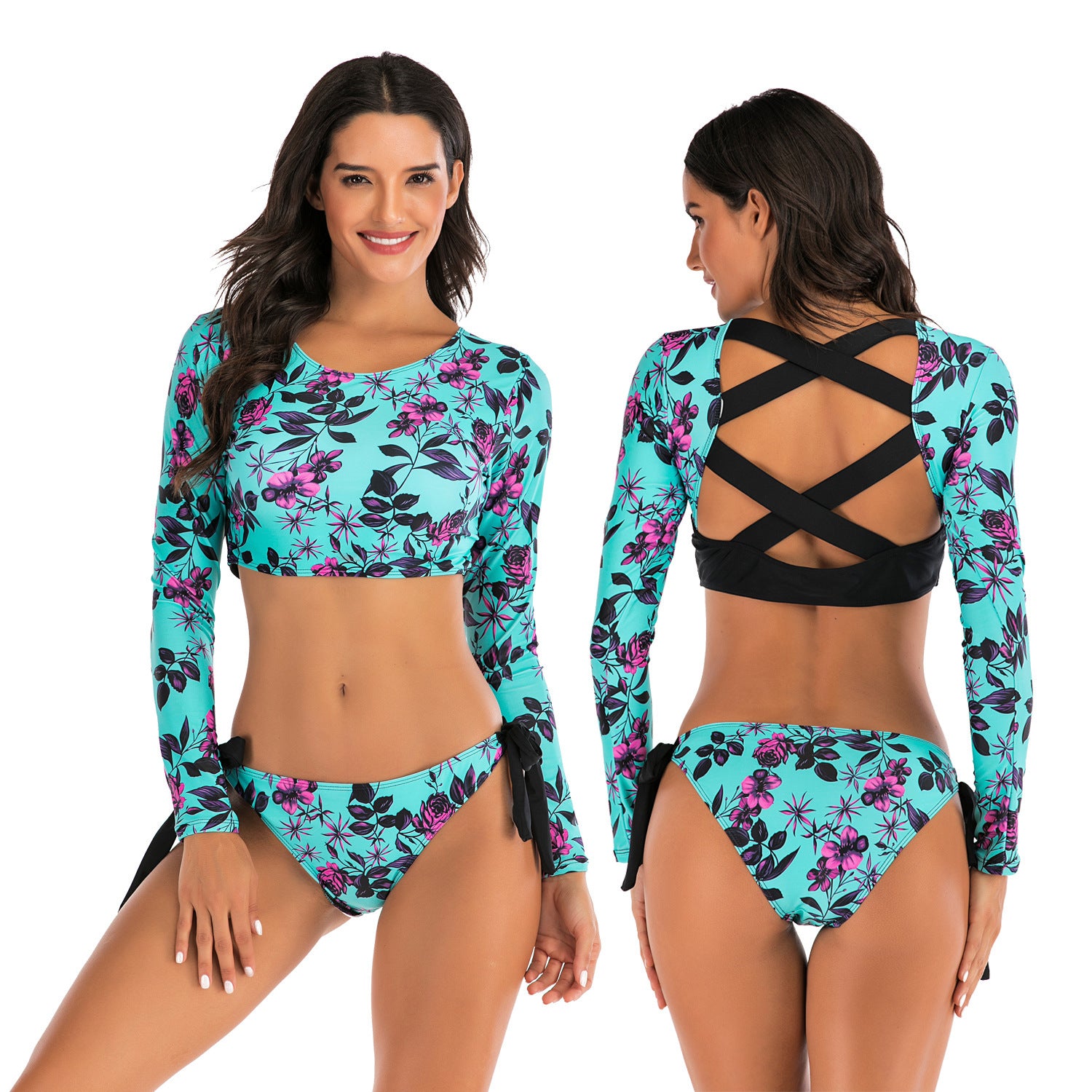Split Long-sleeved Diving Surfing Suit Swimsuit - My Store